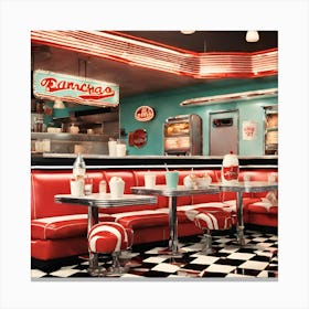 Retro Bites Burgers And Shakes At The Nostalgic Diner Delight Canvas Print
