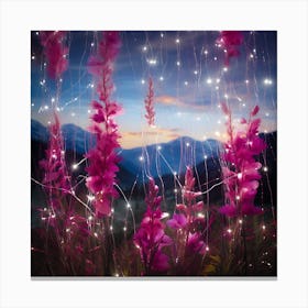 Pink Flowers At Dusk Canvas Print