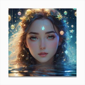 Christmas Girl In Water Canvas Print