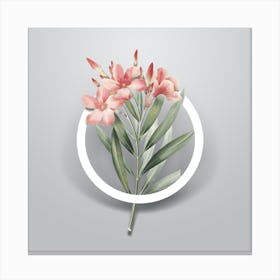 Vintage Oleander Minimalist Floral Geometric Circle on Soft Gray n.0050 Canvas Print