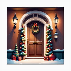Christmas Decoration On Home Door Mysterious (5) Canvas Print