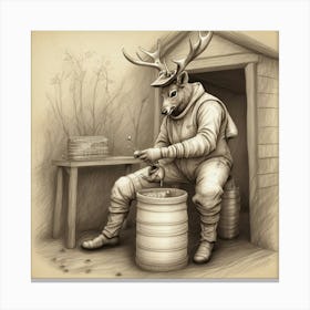 Deer In A Barrel Canvas Print