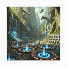 A Vast Dragon Sanctuary Built Into A Mountainous C Canvas Print