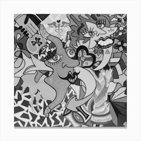 Abstract Figurative / Black & White / Zodiac Sign Sagittarius / 40x40cm Canvas Print