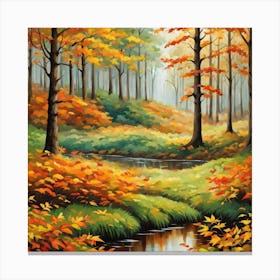 Forest In Autumn In Minimalist Style Square Composition 169 Canvas Print