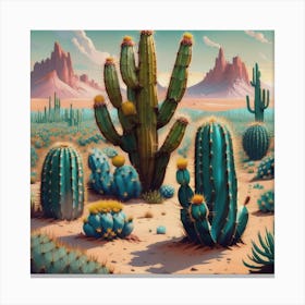 Cacti In Bloom Canvas Print