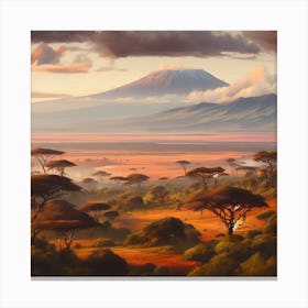 Serengeti National Park With Mountain Kilimanjaro Canvas Print