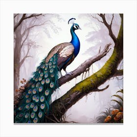 Peacock In The Forest*2* Canvas Print