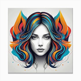 Portrait Of A Woman With Colorful Hair Canvas Print