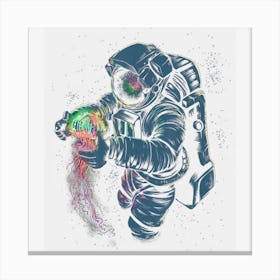 Space Rave Jelly Fish Rainbow Astronaut Friends Canvas Print