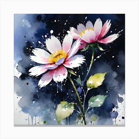 Spectacular piece of digital art 3D illustrator showing a vibrant flower in water color for the purpose of colorful abstract painting. Water color painting on the white paper background and isolated Canvas Print