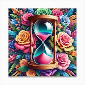 Hourglass With Roses Canvas Print
