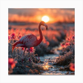 Flamingo At Sunset 2 Canvas Print