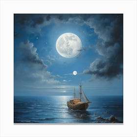 Moonlight On The Sea Canvas Print