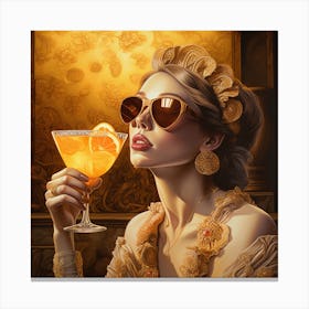 Woman Drinking A Cocktail Canvas Print