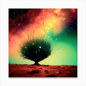 Tree Against The Night Sky, Celestial, Rich-Vibrant Colors Canvas Print