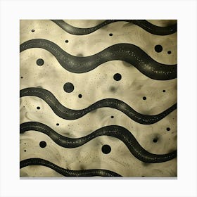 Abstract Beige And Black Wavy Pattern With Dots And Sparkles Canvas Print