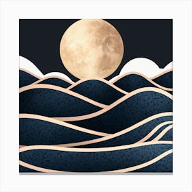 Full Moon Over The Ocean Canvas Print