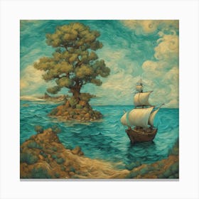 401787 Vincent Van Gogh Style A Small Island In The Middl Xl 1024 V1 0 Canvas Print