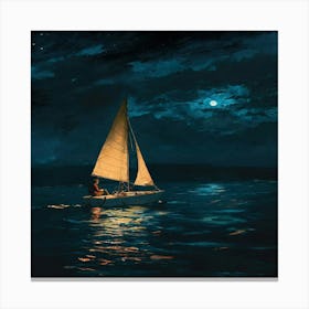 Sailboat At Night 2 Canvas Print