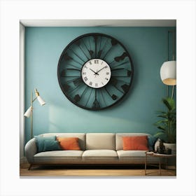 Clock In A Living Room Canvas Print