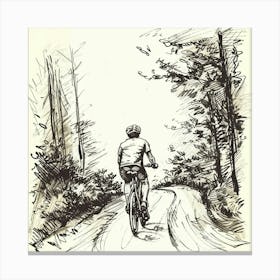 Bicycle Rider In The Woods Canvas Print