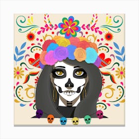 Floral Day Of The dead Canvas Print