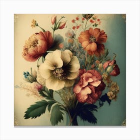 Vintage Flowers In A Vase Canvas Print