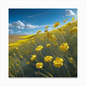 Yellow Flowers In A Field 16 Canvas Print