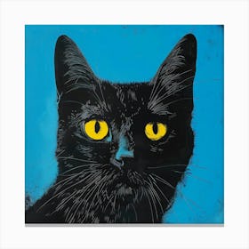 Black Cat With Yellow Eyes 5 Canvas Print