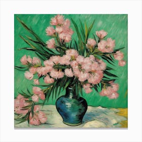 Pink Flowers In Vase Oleanders Vincent Van Gogh 7 Canvas Print