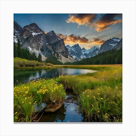 Sunset In The Mountains 3 Canvas Print