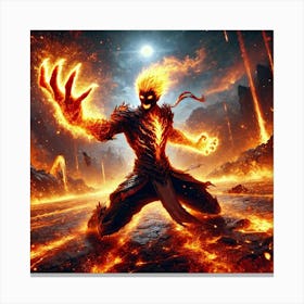 A Dynamic Scene Showcasing Ronan S Fiery Attack Af Canvas Print