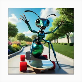 Ant On A Skateboard Canvas Print