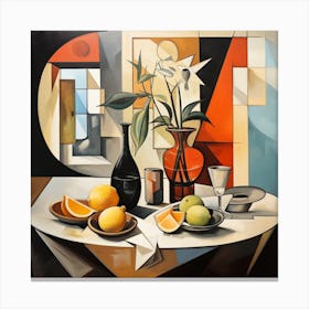 Table With Oranges Canvas Print