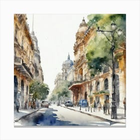 Buenos Aires Watercolor Canvas Print