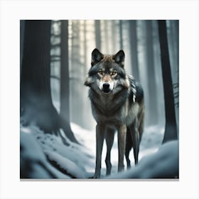 Wolf In The Woods 41 Canvas Print