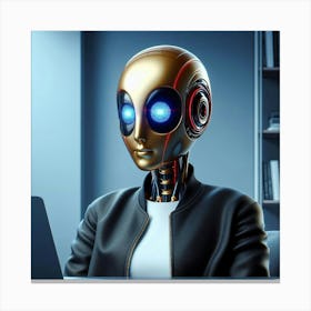 Robot Woman In Office Canvas Print