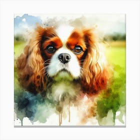 King Charles Spaniel Watercolor Painting Canvas Print