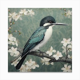 Ohara Koson Inspired Bird Painting Kingfisher 1 Square Canvas Print