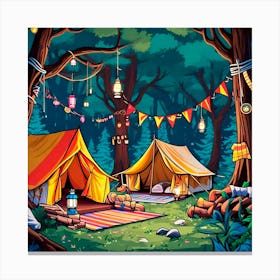 Camping In The Forest Canvas Print