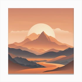 Misty mountains background in orange tone 28 Canvas Print