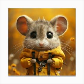 Little Mouse In Yellow Raincoat Canvas Print
