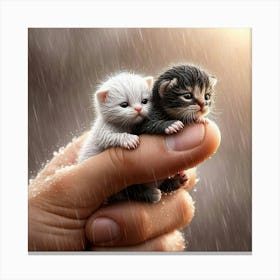 Little Kittens In The Rain Canvas Print