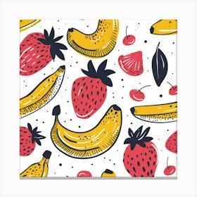 Bananas And Strawberries Seamless Pattern 2 Canvas Print