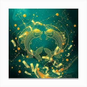 Pisces in gold Canvas Print