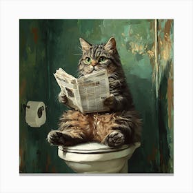 Cat Reading Newspaper 4 Canvas Print