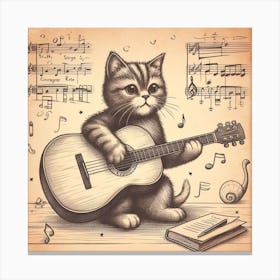 A cat playing a guitar 2 Canvas Print