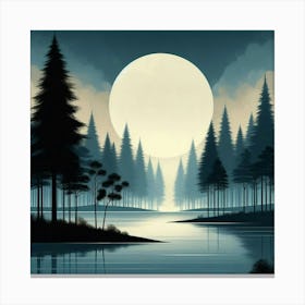 Full Moon In The Forest Canvas Print