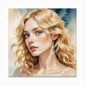 Watercolor Of A Girl 51 Canvas Print